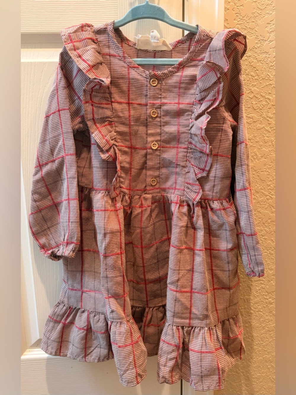 Girls Mabel & Honey Plaid Ruffle Dress